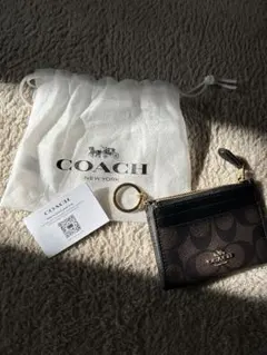 COACH レザーコインカードケース ブラウン/ブラック