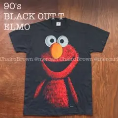 90s ビンテージ セサミストリート エルモ ブラックアウト Tシャツのサムネイル