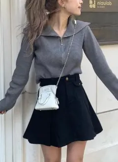 ♡ダブルジップラメニットショート丈トップス [k9314e] GRL S♡