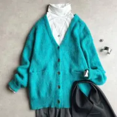 美品▲B:MING by BEAMS//モヘヤカーディガン▲ターコイズブルー