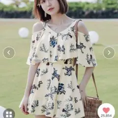 体型カバー水着 オフショルワンピース