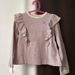 組曲　ストライプ柄フリル長袖トレーナー　120cm