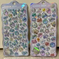 Auroraシリーズボンボンドロップシールchurukira水色　海の生き物