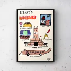 ★A4フレーム付き★オリジナル アートポスター DOODLES DOG 犬