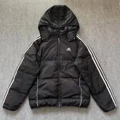 adidas ダウンジャケット Sサイズ 黒 3ストライプ 防寒アウター