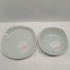 片岡鶴太郎　うさぎ柄 皿と小鉢 2点セットのサムネイル