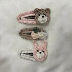 パッチンピン かぎ編み ベビー キッズ ヘアピン くま うさぎ イチゴ セット