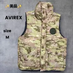 アヴィレックス AVIREX 中綿 ベスト 迷彩 カモフラ ワッペン Mサイズ
