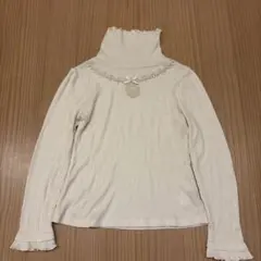 axes femme アイボリー レース付きハイネック長袖トップス