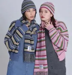 Tina Jojun ストライプ ニットセーター　ボーダー　襟付き　カーディガン