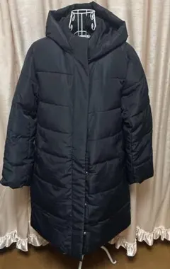 ネイビー フード付き ロングダウンコート L ハニーズ