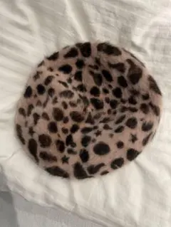 ヒョウ柄ファーベレー帽