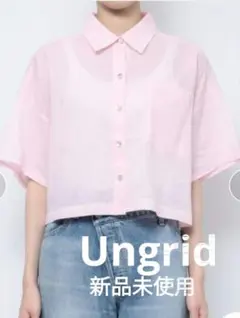 〚Ungrid〛リネン混ショートデザインハーフスリーブシャツ　ピンク　フリーのサムネイル