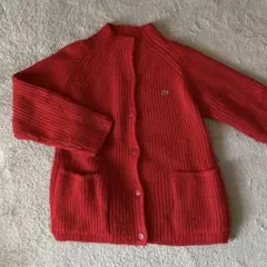 ラコステ 赤 長袖 カーディガン