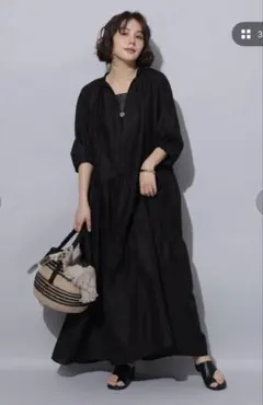 未使用タグ付き♡ Arpege story ♡7分袖ワンピース ブラック