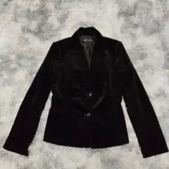 らんらん様美品 インディヴィ テーラードジャケット ベルベット 黒 40 l 絹