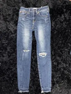 AZUL BY MOUSSY スキニーデニム ダメージ加工 XXS