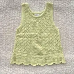 【新品タグ付】ZARA オープンニット クロシェ トップス★ライトグリーン110