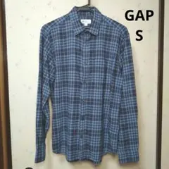 GAP 紳士 青系チェック柄長袖シャツ Sサイズ