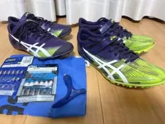 中古品 asics 陸上用スパイクシューズ 2点セット おまけ付き