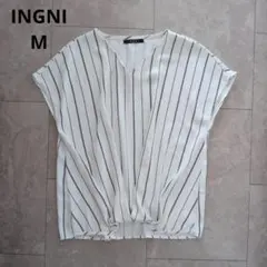 INGNI ストライプ Vネック 半袖 ブラウス М　ビジネス　キレイ　ツイストのサムネイル