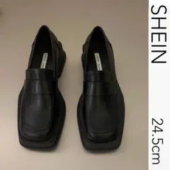 SHEIN 厚底スクエアトゥローファー ブラック 39のサムネイル