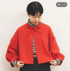 バックサテンジョーゼットパフスリーブボレロジャケットのサムネイル