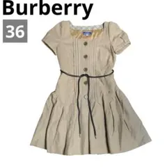 ★バーバリー ブルーレーベル ノバチェック ウール ワンピース ロゴ刺繍★