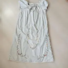 IIMK 花柄刺繍 半袖ワンピース ベージュのサムネイル