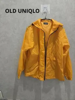 美品　OLD UNIQLO ナイロン フルジップパーカー オレンジ S　紺タグ
