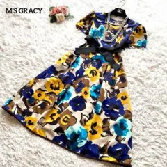 エムズグレイシー ジャガード織りノースリーブドレスワンピース 花柄