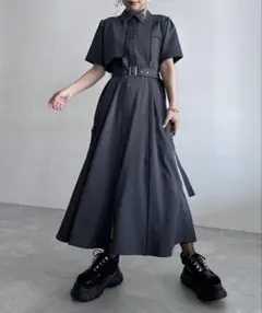 HARE カーゴライクジップワンピース 黒 ブラック 半袖 - メルカリ