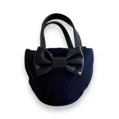 アニエス・ベー　リボン付きハンドバッグ　丸底半月型　トートバッグ