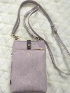 ペレボルサ スマホショルダー牛革ライラックミニバッグ美品