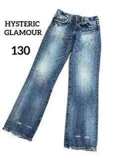 【HYSTERIC GLAMOUR】ヒスミニ　ダメージ加工デニムパンツ　130