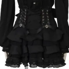 456)【新品】LIZ LISA レースアップティアードスカパン ブラック