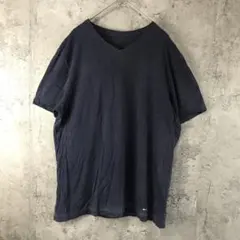 Y4646古着　Tシャツ ワンポイント　紺　90s Y2K