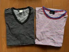 ボーダー柄Tシャツまとめ売り　サイズSとL