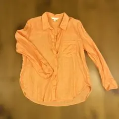 h&m リネンシャツ　蛍光オレンジシャツ　オーバーサイズシャツ