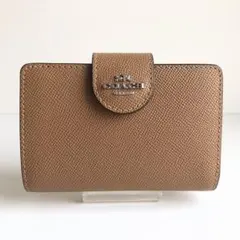 新品保管 COACH コーチ 二つ折り財布 レザー キャメル