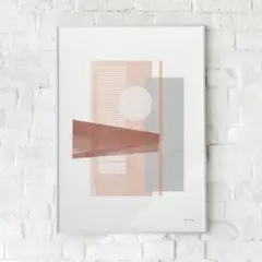 アートポスター　インテリア　北欧　抽象画　絵画　ピンク系　イラストのサムネイル
