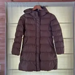 UNIQLO フード付きダウンコート 140 ブラウン