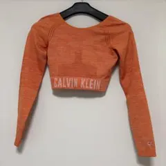 【値下げしました】CALVIN KLEIN オレンジ 長袖 クロップトップ Mのサムネイル
