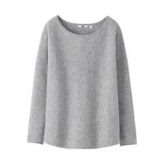 UNIQLOカシミアラウンドボリュームセーター グレー Mサイズ カシミヤ100