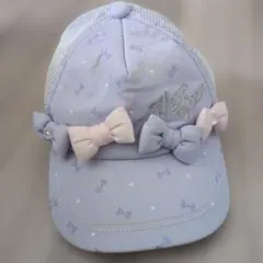 mezzopianoメゾピアノリボン付き メッシュキャップ パープル キッズ帽子のサムネイル