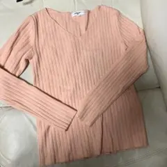 NATURAL BEAUTY BASIC サーモンピンク Vネックセーター M