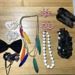 【訳あり】パーツ色々　ネックレス　ピアス　バレッタ　ブローチなど10点