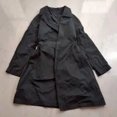アダムエロペ　ロングコート　Ｍ　ポリエステル　ネイビー　ベルトあり