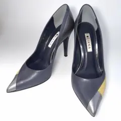 DIANA 本革 パンプス 24cm ポインテッド 配色 美脚