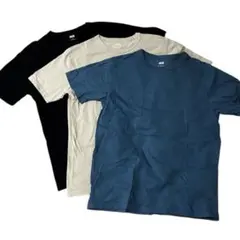 3色セットTシャツ 黒 ベージュ 青【UNIQLO】